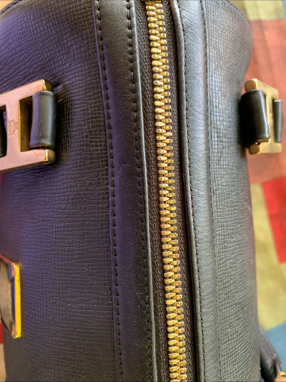 MCM Black Mini Barrel Satchel with Gold Hardware - Picture 7 of 11
